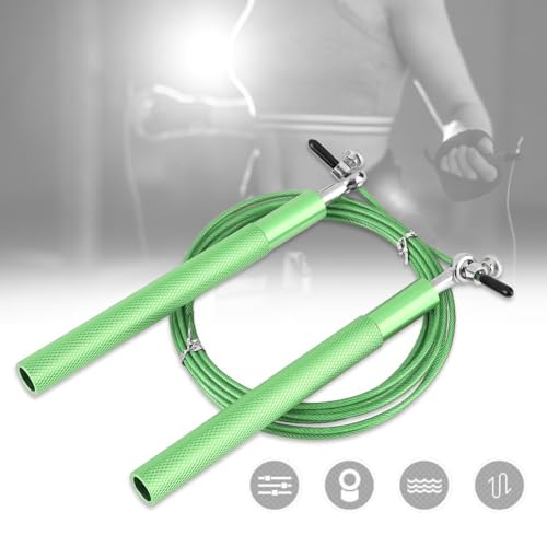 Aluminum Alloy Jump Rope with Ball Bearings – Skipping Rope for Speed Training, Non-Slip Grip and Adjustable PVC Cable - color: Green