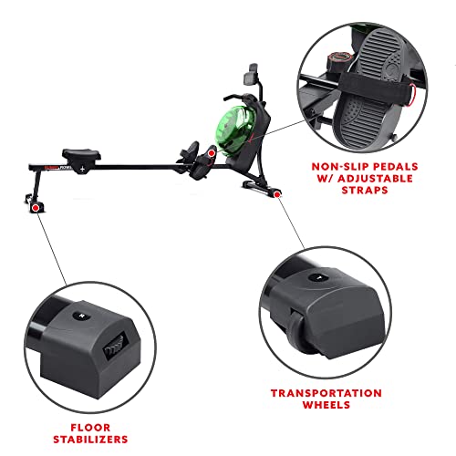 Sunny Health & Fitness Smart Hydro + Magnetic Dual Resistance Water Rower - color: Green