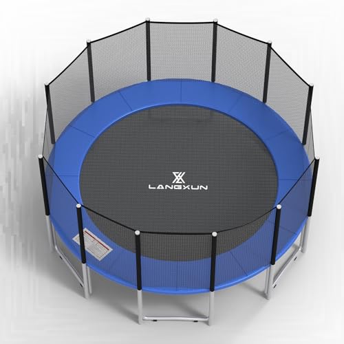 LANGXUN Universal Trampoline Repalcement Safety Pad, 8ft 10ft 12ft 14ft 15ft 16ft Waterproof Surround Spring Foam Cover for Round Frame - color: Blue, size: 10ft