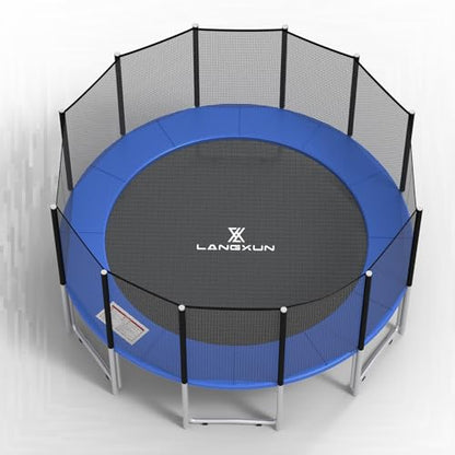 LANGXUN Universal Trampoline Repalcement Safety Pad, 8ft 10ft 12ft 14ft 15ft 16ft Waterproof Surround Spring Foam Cover for Round Frame - color: Blue, size: 12ft