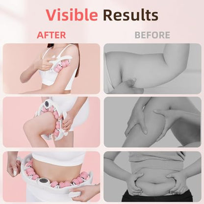 Cellulite Massage Roller for Legs, Anti Cellulite Massage Tool with Detachable Handle, Cellulite Remover for Legs, Lymphatic Drainage & Deep Tissue Pain Relief (Pink) - color: Pink