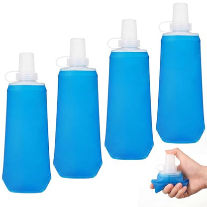 LemonRoad 4 Pcs 250ml Collapsible Soft Water Bottle for Hydration, TPU Foldable Running Water Bottle for Marathon Summer Run Vest Jogging Hiking Travel