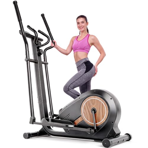 ANCHEER Elliptical Exercise Machine, Elliptical Trainer for Home Gym, Exercise Equipment 500Lbs Max Weight - color: Black with Brown
