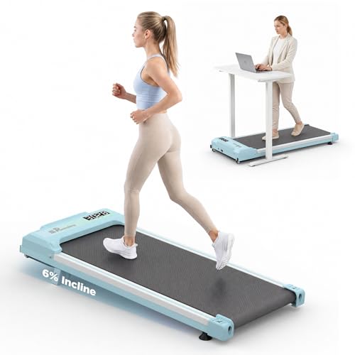 FYC Walking Pad with Incline for Home & Office - Under Desk Walking Pad Treadmill, Portable Walking Machine with Remote Control, LED Display, 300LBS Capacity, 2.5HP Quiet Motor - color: blue