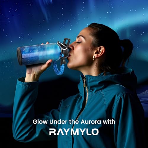 RAYMYLO Insulated Water Bottle 32 oz, Triple Wall Vacuum Stainless Steel - color: Aurora Blue, size: 32 Ounces