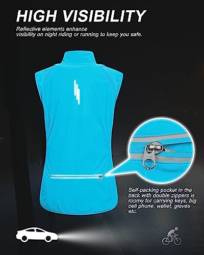 33,000ft Women's Zip Up Lightweight Athletic Workout Yoga Cycling Track Running Jacket Waterproof Windproof Reflective - color: Blue, size: XX-Large