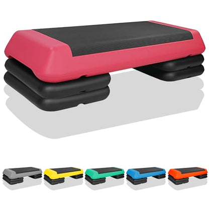 Exercise Workout Aerobic Step Platform Trainer, 28.5" Aerobic Stepper with 4"-6"-8" Adjustable Height Risers