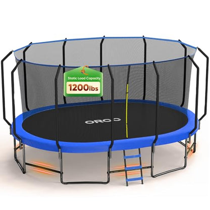 ORCC Oval Outdoor Trampoline with Safety Net - Recreational Gymnastics Trampoline for Kids, 1200LBS Capacity, Heavy-Duty Galvanized Steel Frame - size: 10*16FT