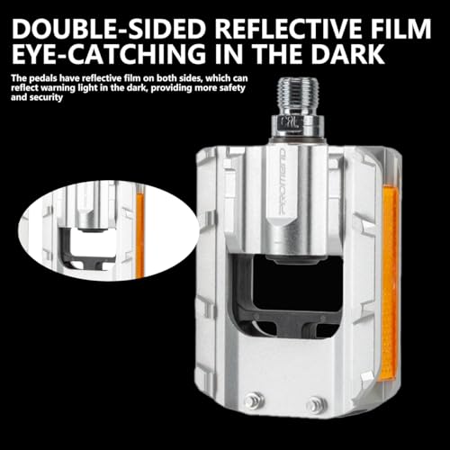Folding Bike Pedals, All Aluminum Alloy Non-Slip Bike Pedals - color: Silver