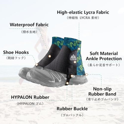 JEELAD Low Trail Gaiters Reflective Running Gaiters Ankle Gators Lightweight Hiking Walking Gaiters for Men Women - color: 01 Blue - L