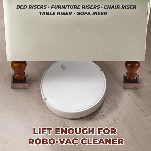 Bed Risers, Furniture Risers (Set of 8-Height 1") Can be Adjusted to 2'' 3''or 4'', Lifts Furniture Risers, Solid Natural Wood Risers, Non-Slip Recessed Hole (Square-Walnut Color) - color: Square-walnut Color