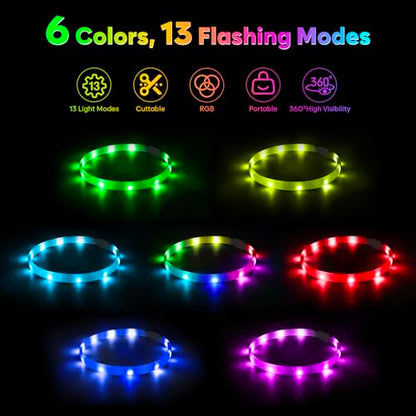 BSEEN Light Up Dog Collar - Silicone LED Dog Collar, Cuttable Lighted Puppy Collar, Glowing Dog Walking Lights for Small Medium Large Collars (Mix Color) - color: Mix Color-Standard(70cm)