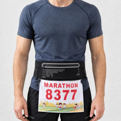 Running Belt Fanny Pack Men Women, Slim No-Bounce Waterproof Phone Holder - color: Black