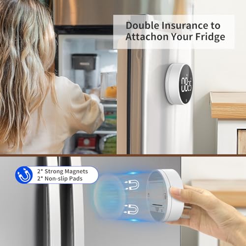 Digital Magnetic Kitchen Timer & Stopwatch with LED Display, White - color: Black White