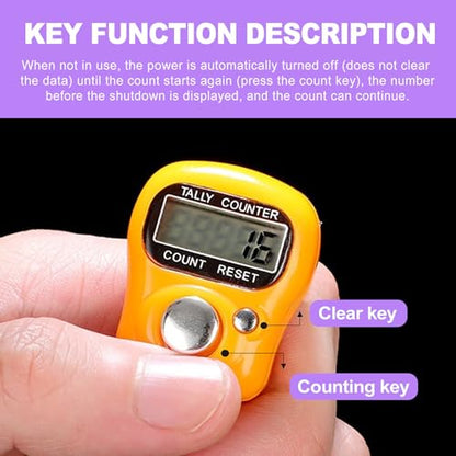 10 Pack Mini Digital Finger Clicker Counter - Adjustable Ring Hand Tally Lap Counters for Knitting Crochet Classroom Pitch People Counting