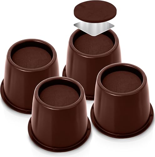 Utopia Bedding 3 Inch Bed Risers 4 Pack, Round Heavy Duty, Red Brown - color: Red Brown, size: 3 Inch (Pack of 4)