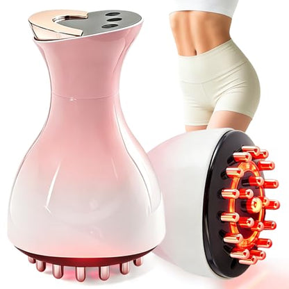 Lymphatic Drainage Massager & Anti Cellulite Massage Tool, for Legs, Arms & Belly, Body,Helps Reduce Stretch Marks & Cellulite - Pink
