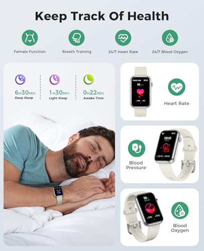 Smart Watch Fitness Tracker, Bluetooth Call, Health Monitor for Men Women - color: Grey