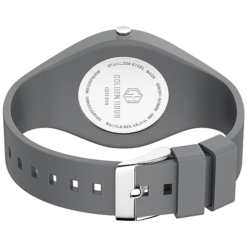 GOLDEN HOUR Waterproof Sports Analog Unisex Watches for Nurse Medical Professionals, Students - Military Time Glowing Easy to Read Dial, Jelly Silicone Strap - color: black/gray