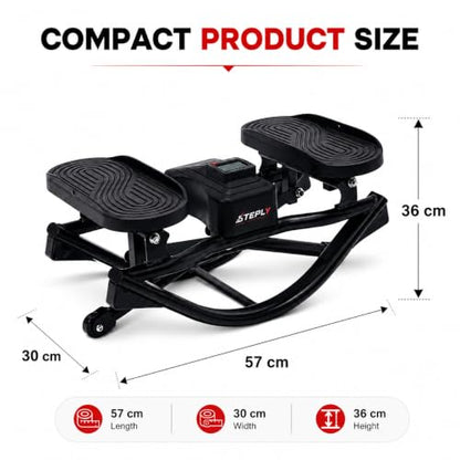 Rock Stepper - Side to Side Rocking Stepper for Exercise at Home with Resistance Bands & Cordless Jump Rope, Quiet Low-Impact Lateral Stepper Machine for Full Body Workout, Legs & Glutes