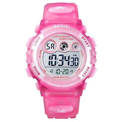 GOLDEN HOUR Watches for Kids Digital Sport Waterproof Boys Girls Watch Outdoor 12/24 H Alarm EL Backlight Stopwatch Military Child Wristwatch Ages 3-15 - color: Pink