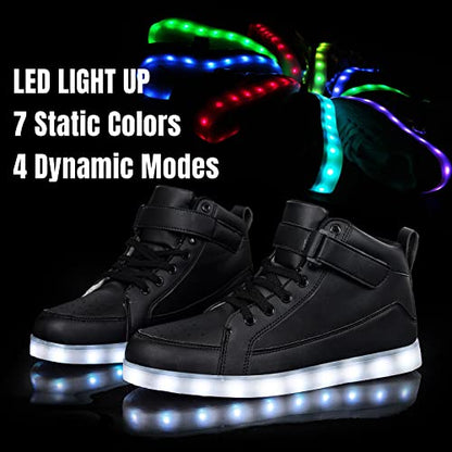 IGxx LED Light Up Shoes for Kids Boys Girls Sparkly Sneakers - color: Black, size: 8.5 Toddler