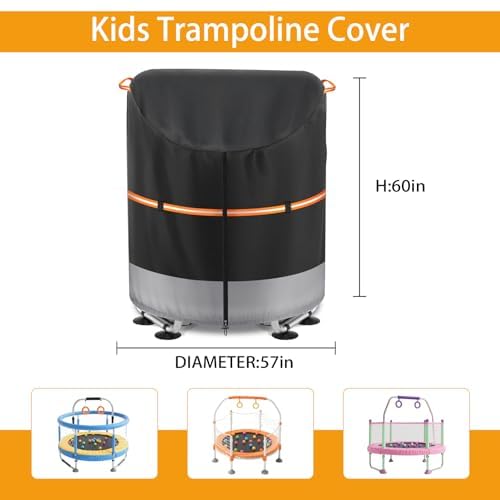 Mini Trampoline Cover for Kids 66–72 Inch – Heavy Duty 600D UV Resistant Waterproof Protective Cover – Fits Round Backyard +Toddler, with Drawstring & Buckles (Black, Fits 66–72 in Mini Trampoline) - size: Fits 66–72 in Mini Trampoline