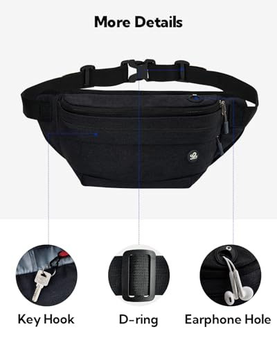 WATERFLY Running Belt Fanny Pack: Runner Marathon Jogging Waist Pack Sport Workout Exercise Fitness Phone Holder Belt for Men Women Jogger Slim Waistband Black - color: Black