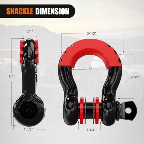 Nilight Kinetic Recovery Rope Kit with D-Ring Shackle Towing Strap - color: 1in x 30ft Rope+2Pcs Anti-Theft D-Ring Shackles