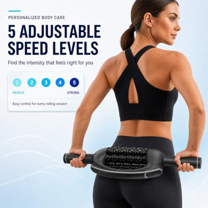 Lymphatic Drainage Massager with 8 Rotating Rollers – Electric Body Massage Roller for Legs, Arms, Stomach & Back – Rechargeable Deep Tissue Massager for Circulation, Recovery & Daily Wellness