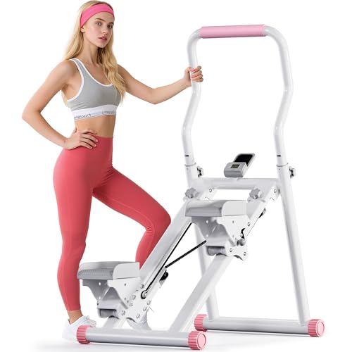 soges Folding Stair Stepper for Home, Vertical Cardio Climbing Exercise Machine for Full-Body Workout, Stair Climber, Stair Master, Stairmaster, Adjustable Handlebar & Pedals - style: White