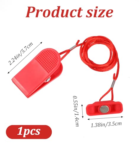 Treadmill Safety Key Replacement, Treadmill Key Running Machine Switch Rectangle Emergency Stop Lock for Most Treadmills Accessories (Red)