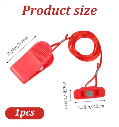 Treadmill Safety Key Replacement, Treadmill Key Running Machine Switch Rectangle Emergency Stop Lock for Most Treadmills Accessories (Red)