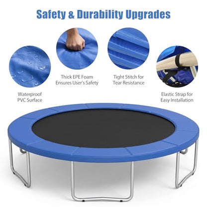 Trampoline Pad Replacement 10ft 12ft 14ft 15ft, Waterproof UV Resistant Trampoline Spring Cover, Round Frame Safety Pad with Thick Foam, Trampoline Replacement Parts & Accessorie - color: Blue, size: 15ft