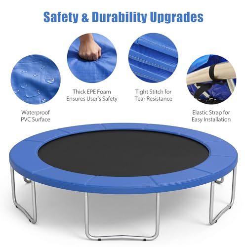 Trampoline Pad Replacement 10ft 12ft 14ft 15ft, Waterproof UV Resistant Trampoline Spring Cover, Round Frame Safety Pad with Thick Foam, Trampoline Replacement Parts & Accessorie - color: Blue, size: 10ft