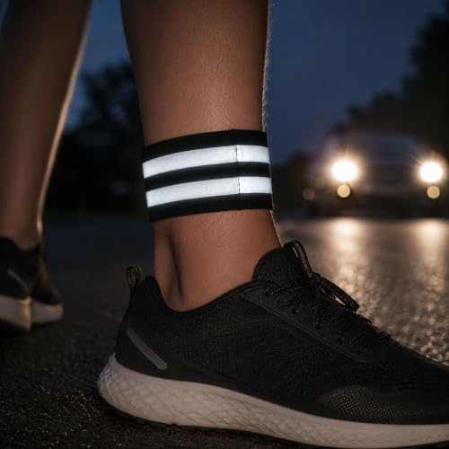 2 PCS Ultra-Reflective Arm Bands Leg Straps for Cycling Adjustable Elastic Safety Wristband for Running Jogging Motorcycle Night Visibility Gear Unisex Black - color: Black