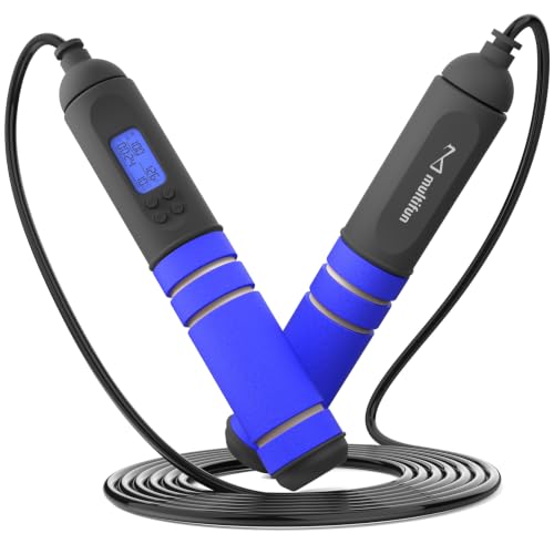 multifun Digital Jump Rope with Smart Counter & Timer - Adjustable Speed Skipping Rope for Fitness, Weight Loss, Boxing, MMA - Tangle-Free Ball Bearings & Anti-Slip Handles for Men, Women, Kids.(2026 New Evolution for 3second Rope Swap) - color: Blue