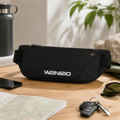 Waist Bag Running Belt Waterproof Sports Fanny Pack for Phone Fitness Marathon Travel (Black) - color: Black