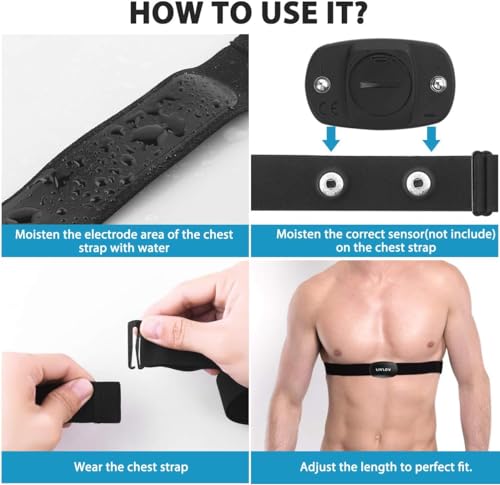 Heart Rate Monitor Replacement Strap, Chest Replacement Strap Compatible with Wahoo Tickr Polar H7 Garmin HRM Coospo, IP67 Waterproof, Adjustable Soft Size M to XXL
