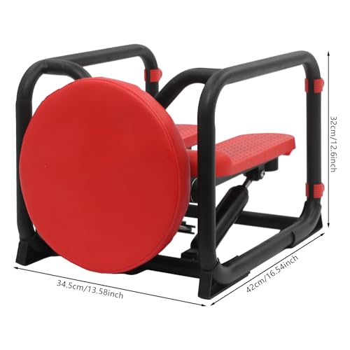 Mini Stepper with Bands & Monitor - 330LBS Hydraulic Full Body Workout, Silent Space Saving Exercise Equipment for Home Cardio, Arms, Legs & Glutes - color: Red