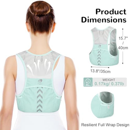 Hydration Running Vest with 2pcs 500ml/17oz Water Bottles, M/L - color: Green, size: M: 27.6" - 43.3"