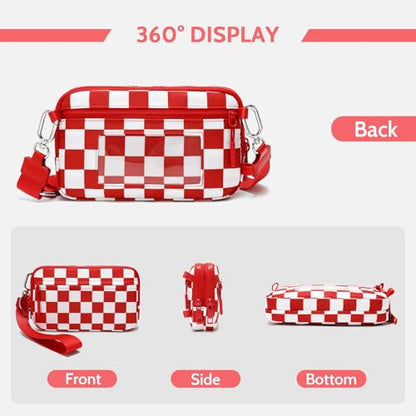 FODOKO Wristlet wallets for Women RFID crossbody bags with 4 Zippers - color: Red