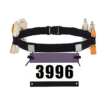 2Pcs Race Number Belt Race Bib Belts with 6 Energy Gel Loops for Marathon Triathalon Running No Safety Pins Required (Black/Pink) - color: Black&pink