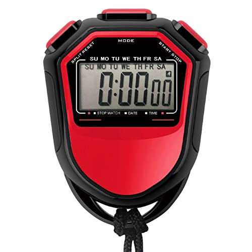 Training Stopwatch,Waterproof Stopwatch Digital Handheld LCD Timer Chronograph Sports Counter with Strap for Swimming Running Football Training
