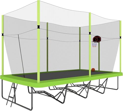 SkyBound Rectangular Trampoline with Enclosure Net 10x17 FT - Rectangle Trampolines Performance Build for Families and Athletes - Reinforced Welding Base - Gymnastics Trampoline Superior Bounce
