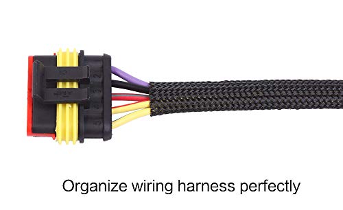 Keco 100ft – 1/4 inch PET Braided Expandable Cable Sleeve – Wire Sleeving for Audio Video and Other Home Device Cable Automotive Wire - Black - size: 1/4"-100ft