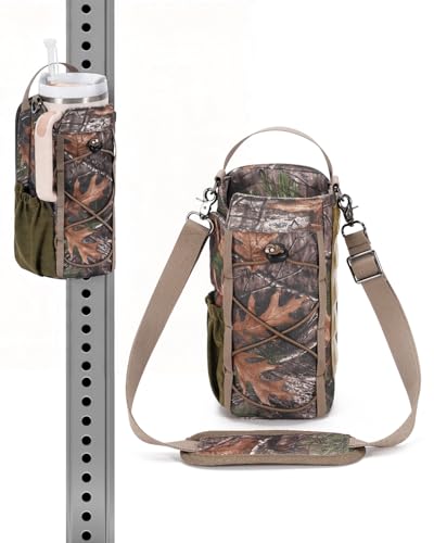 sportsnew 40oz Crossbody Water Bottle Bag for Gym Hiking - color: Woodland Camo