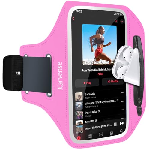 Arm Band for Phone for Running, Phone Holder for Running for iPhone & Samsung Galaxy, Cell Phone Armband Holder for Walking, Gym, Workout, w/Adjustable Strap & Zipper Pocket (Pink-S) - color: Pink, size: S-5.4'': iPhone SE&13 mini&12 mini&8&7