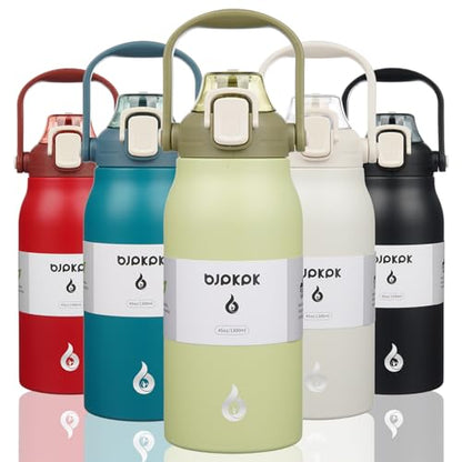 BJPKPK 45oz Insulated Water Bottle with Straw Lid, Stainless Steel Bottle - color: 45 ozLight Green, size: 45 Ounces