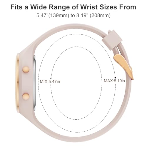 GOLDEN HOUR Waterproof Sport Women's Digital Chronograph Silicone Strap Watch - color: Rose Gold/Pink Sand
